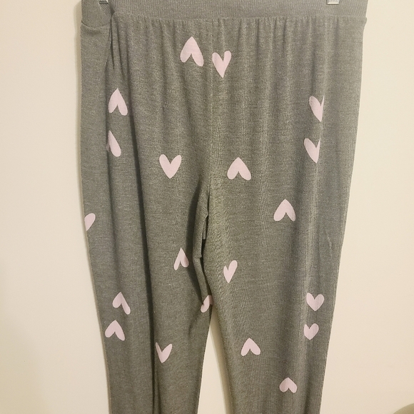 Sonoma | Women's Gray Fleece Joggers With Pink Hearts (Size Large) - Picture 6 of 9